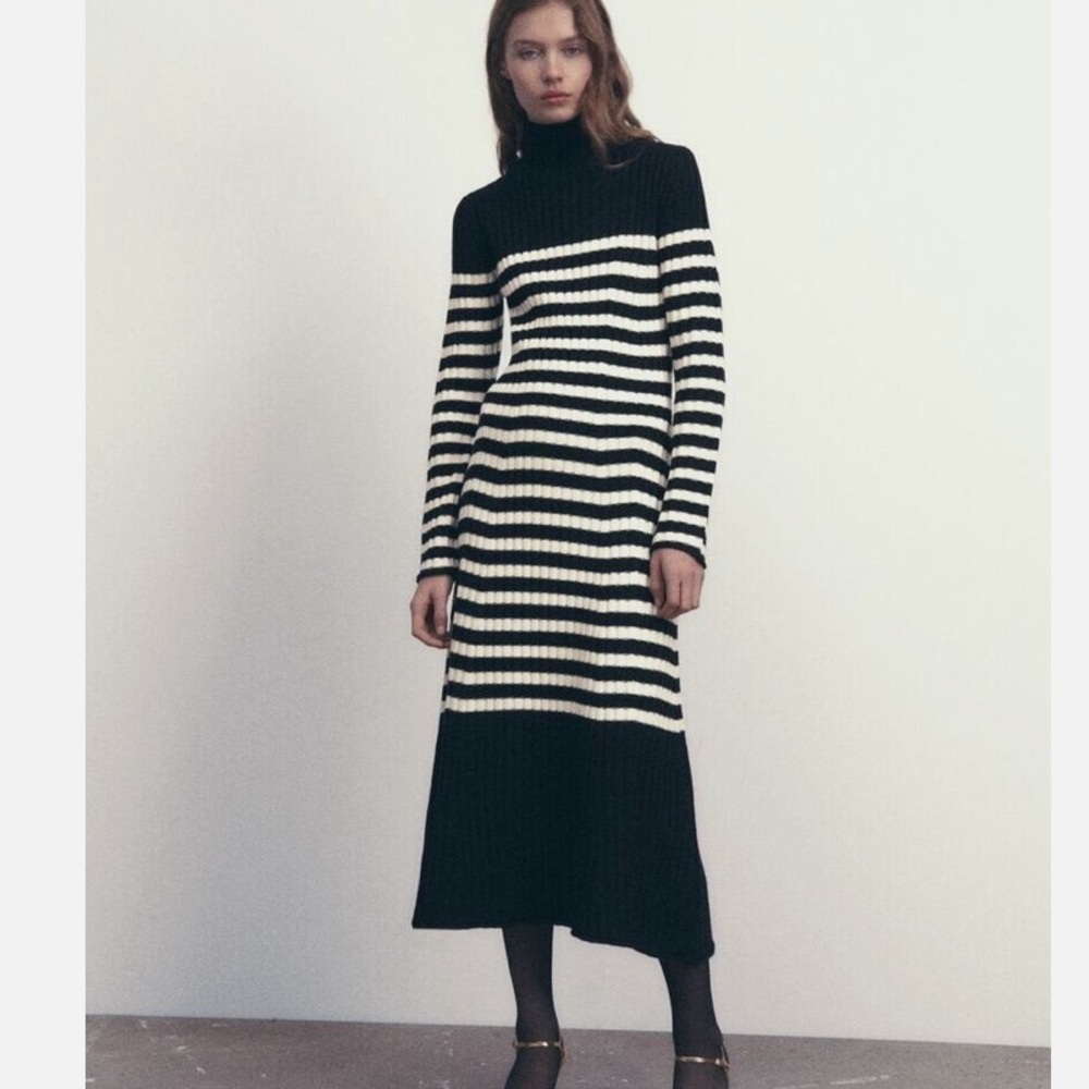 ZARA wool striped dress